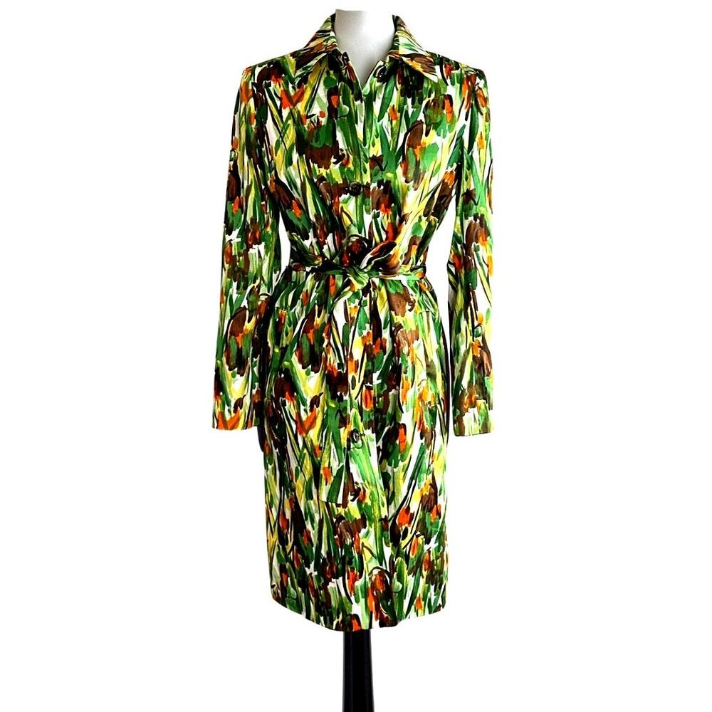 Vintage Milly Floral Lightweight Belted Trench Coat, Size 6